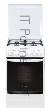 Плита комбинированная Gefest ПГЭ 5102-02 белый, конфорок 4 газовых, духовка 55 л, 50 см x 85 см x 58.5 см